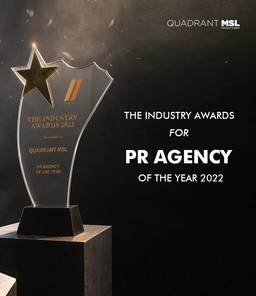 Quadrant MSL Wins PR agency of the Year At The Industry Awards 2022